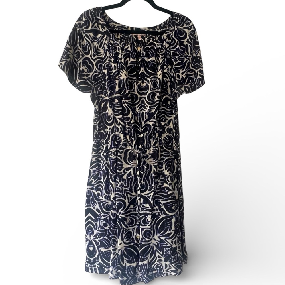 Juicy Couture Black, Blue and White Short Sleeved Mini Dress with Pockets